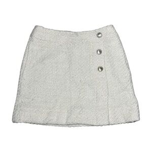 REISS June Short Boucle Skirt Ivory Off-White Size 6, UK 10 Pockets Lined Pencil